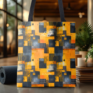 Sac fourre-tout personnalisé abstrait jaune vif