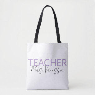 Sac fourre-tout personnalisé au nom de l'enseignan