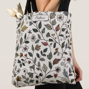 Sac fourre-tout personnalisé aux motifs botaniques