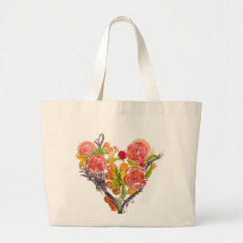 Sac fourre-tout personnalisé avec cœur aquarelle