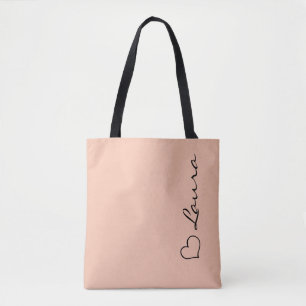 Sac fourre-tout personnalisé avec écriture cœur po