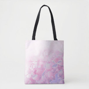 Sac fourre-tout personnalisé avec hortensia rose