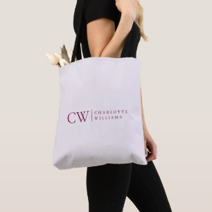 Sac fourre-tout personnalisé avec monogramme rose 
