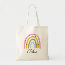 Sac fourre-tout personnalisé avec nom arc-en-ciel