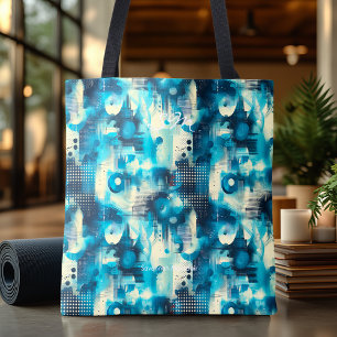 Sac fourre-tout personnalisé bleu paisible Abstrai
