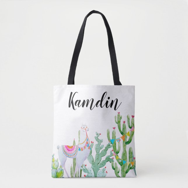 Sac fourre-tout Personnalisé Boho Llama Cactus Boh (Devant)