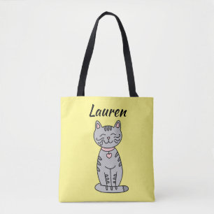 Sac fourre-tout personnalisé chaton gris