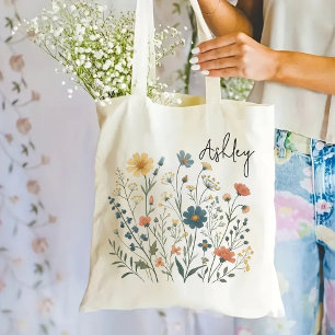 Sac fourre-tout personnalisé de fleurs sauvages, c