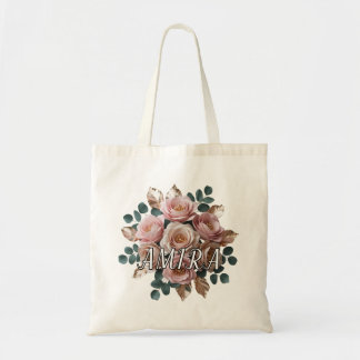 Sac fourre-tout personnalisé en rose gold avec mon