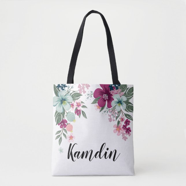 Sac fourre-tout personnalisé Fleur tropicale sur b (Devant)