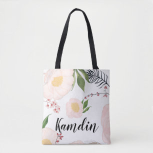 Sac fourre-tout personnalisé Fleurs florales blanc