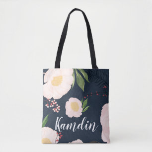 Sac fourre-tout personnalisé Fleurs florales blanc