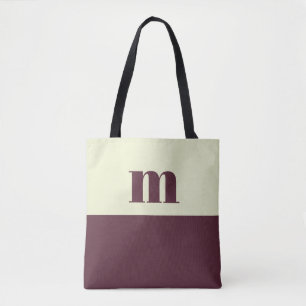 Sac fourre-tout personnalisé initial blanc et marr