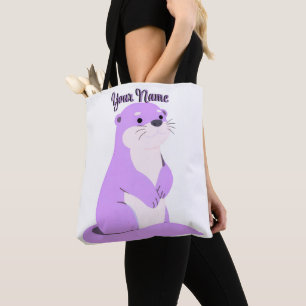 Sac fourre-tout personnalisé mignon loutre violett