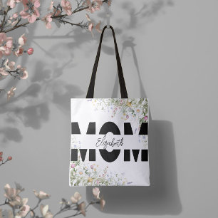 Sac fourre-tout personnalisé MOM à motif floral él