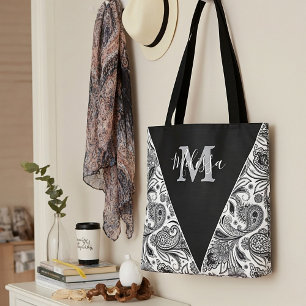Sac fourre-tout personnalisé noir et blanc à motif