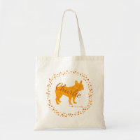 Sac fourre-tout personnalisé orange pastel bulldog