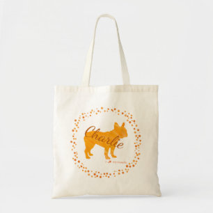 Sac fourre-tout personnalisé orange pastel bulldog
