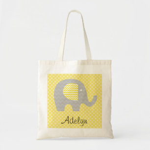 Sac fourre-tout personnalisé par éléphant jaune à