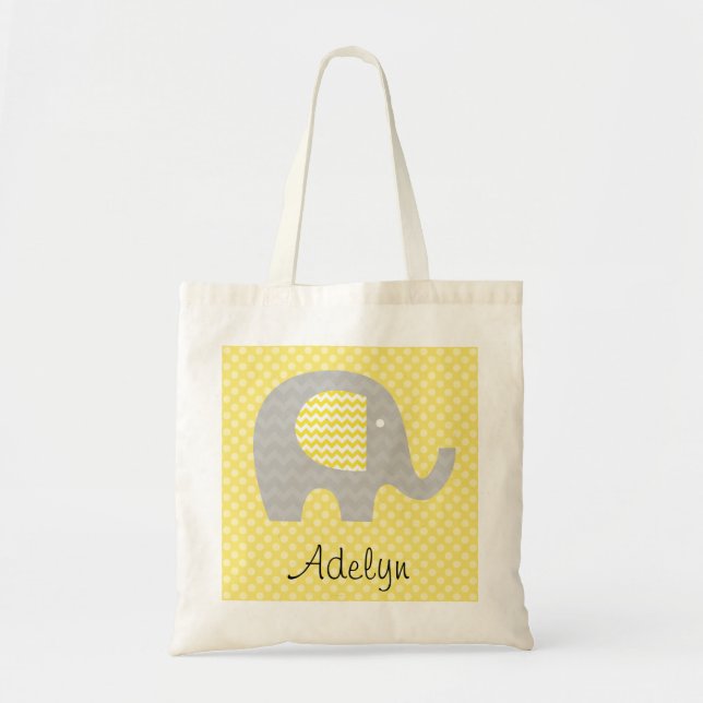 Sac fourre-tout personnalisé par éléphant jaune à (Devant)