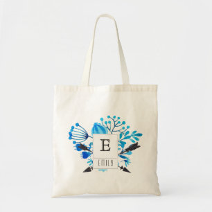 Sac fourre-tout personnalisé par initiale florale