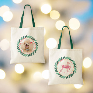 Sac fourre-tout personnalisé photo de Noël rose pa