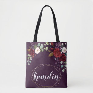 Sac fourre-tout personnalisé Plum violet Rose Gold