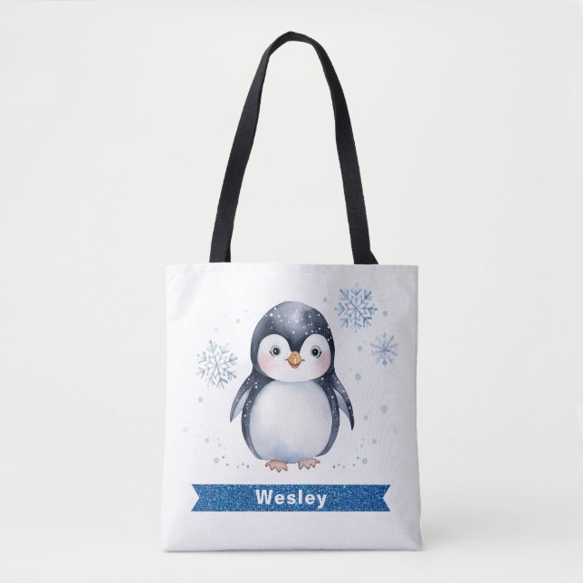 Sac fourre-tout personnalisé pour enfants pingouin (Devant)