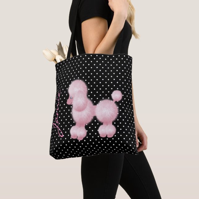 Sac fourre-tout personnalisé Retro Pink Poodle (De près)