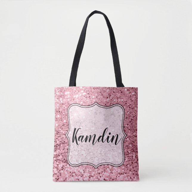 Sac fourre-tout personnalisé Rose Parties scintill (Devant)