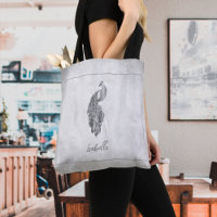 Sac fourre-tout personnalisé Silver Elegant Peacoc