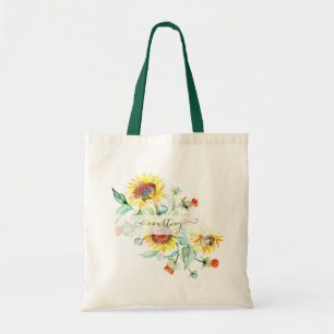 Sac fourre-tout personnalisé tournesols aquarelle