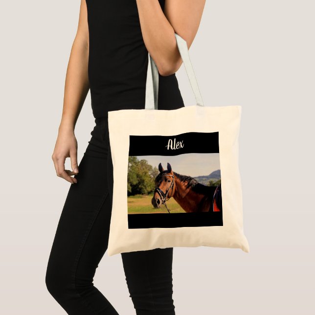 Sac fourre-tout photo et nom personnalisé du cheva (Devant (produit))