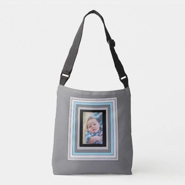 Sac fourre-tout photo personnalisé bleu et noir po (Devant)