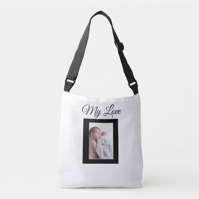 Sac fourre-tout photo pour bébé blanc et noir pers (Devant)