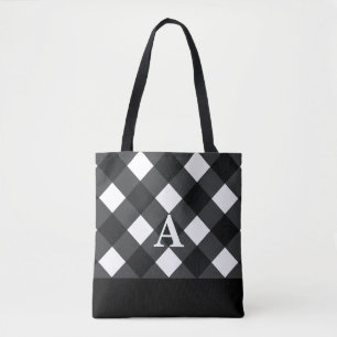 Sac fourre-tout plaqué noir blanc de buffle avec i