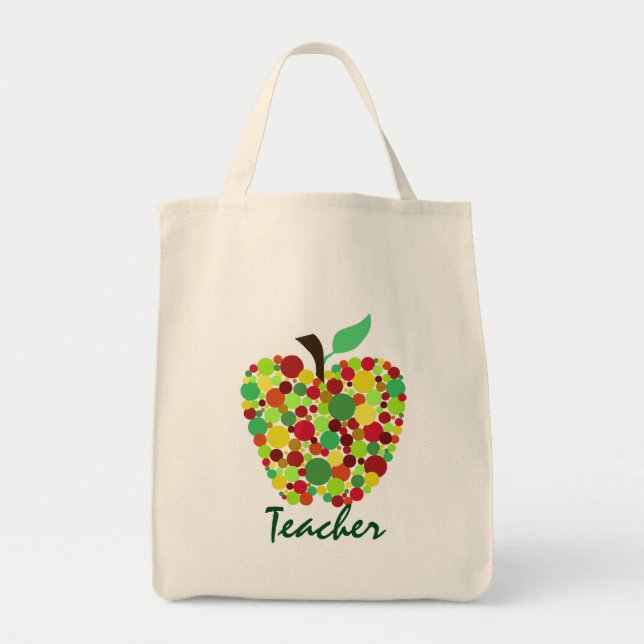 Sac fourre-tout pour enseignant à motif pomme à po (Devant)