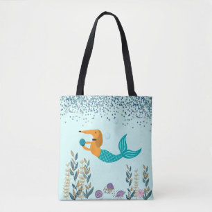 Sac fourre-tout queue de sirène turquoise teckel