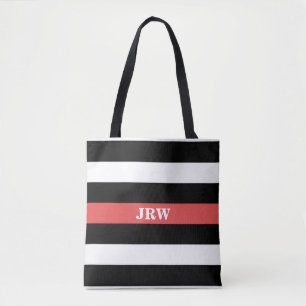 Sac fourre-tout rayé blanc et rouge noir à