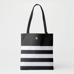 Sac fourre-tout rayé noir et blanc personnalisé