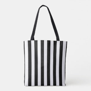Sac fourre-tout, rayure noire et blanche verticale