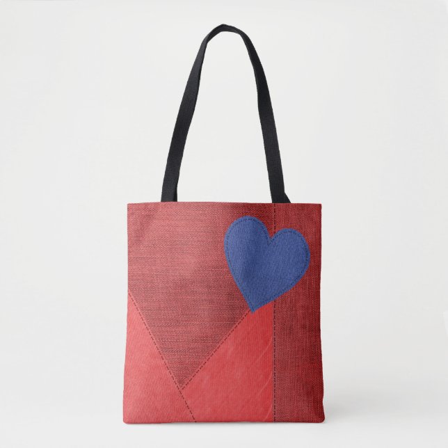 Sac fourre-tout Red Denim Heart (Devant)