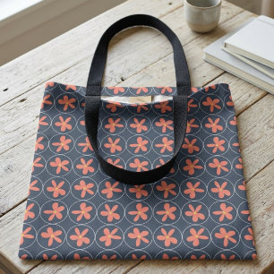 Sac fourre-tout rétro floral des années 70 bleu ma