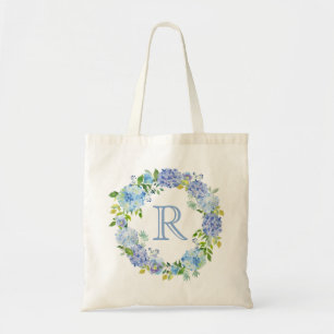 Sac fourre-tout romantique bleu floral Monogramme