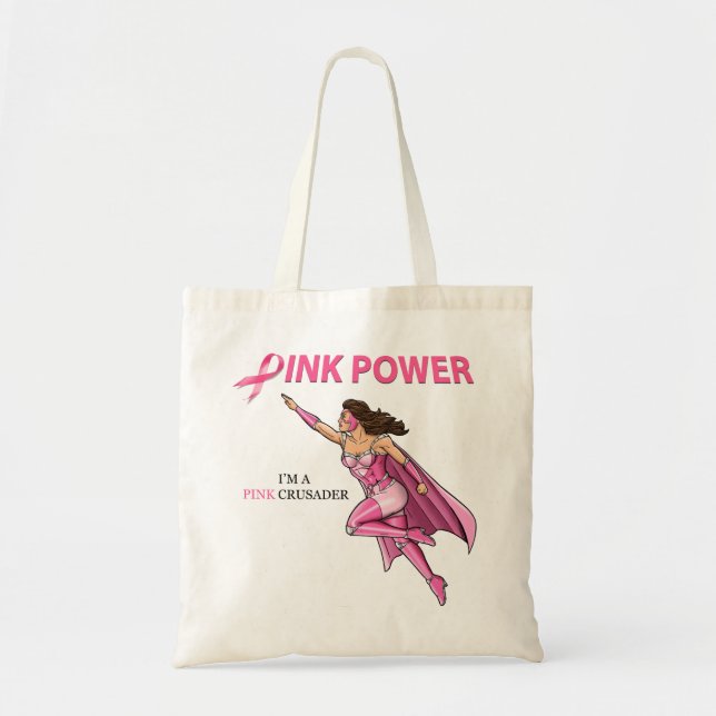 Sac fourre-tout rose 2 à conscience de cancer du (Devant)