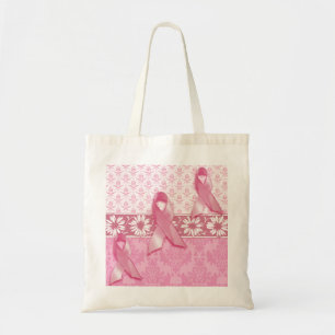 Sac fourre-tout rose à cancer du sein de damassé