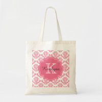 Sac fourre-tout rose à coutume de motif de damassé