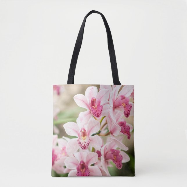 Sac fourre-tout rose à orchidée réutilisable (Devant)