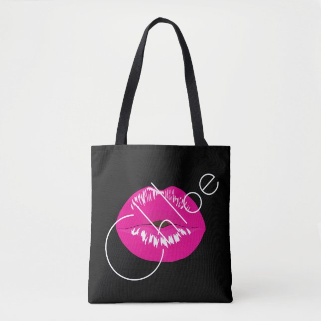 Sac fourre-tout rose à personnaliser de nom de (Devant)