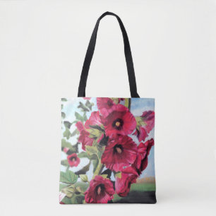 Sac fourre-tout rose à rose trémière